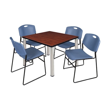 Kee/Zeng Kee Square Table & Chair Set, Wood, Metal, Polypropylene Top TB4242CHBPCM44BE